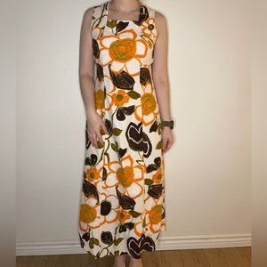 Vintage 70s handmade Hawaiian maxi dress brand ANDRADE Honolulu